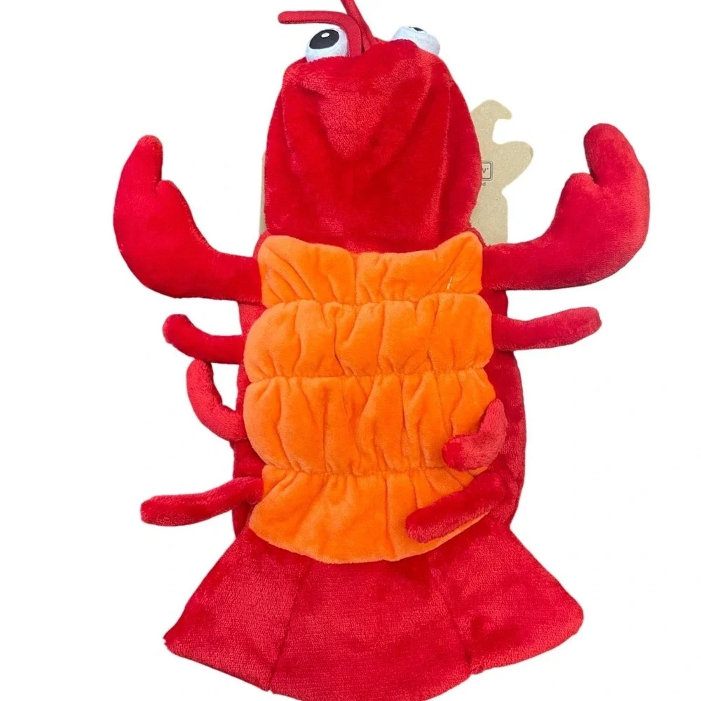 Pup Crew Lobster Dog Costume Red XS/S Halloween Pet‎ Outfit Hooded Plush NWT